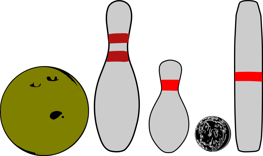 This Free Clipart Png Design Of Bowling Pins And Balls (900x536), Png Download
