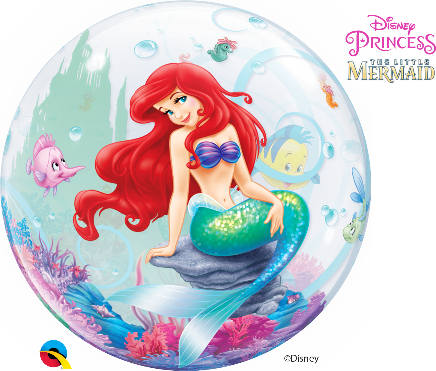 22″ Disney The Little Mermaid Bubble Balloon - Little Mermaid Bubble Balloon (600x439), Png Download