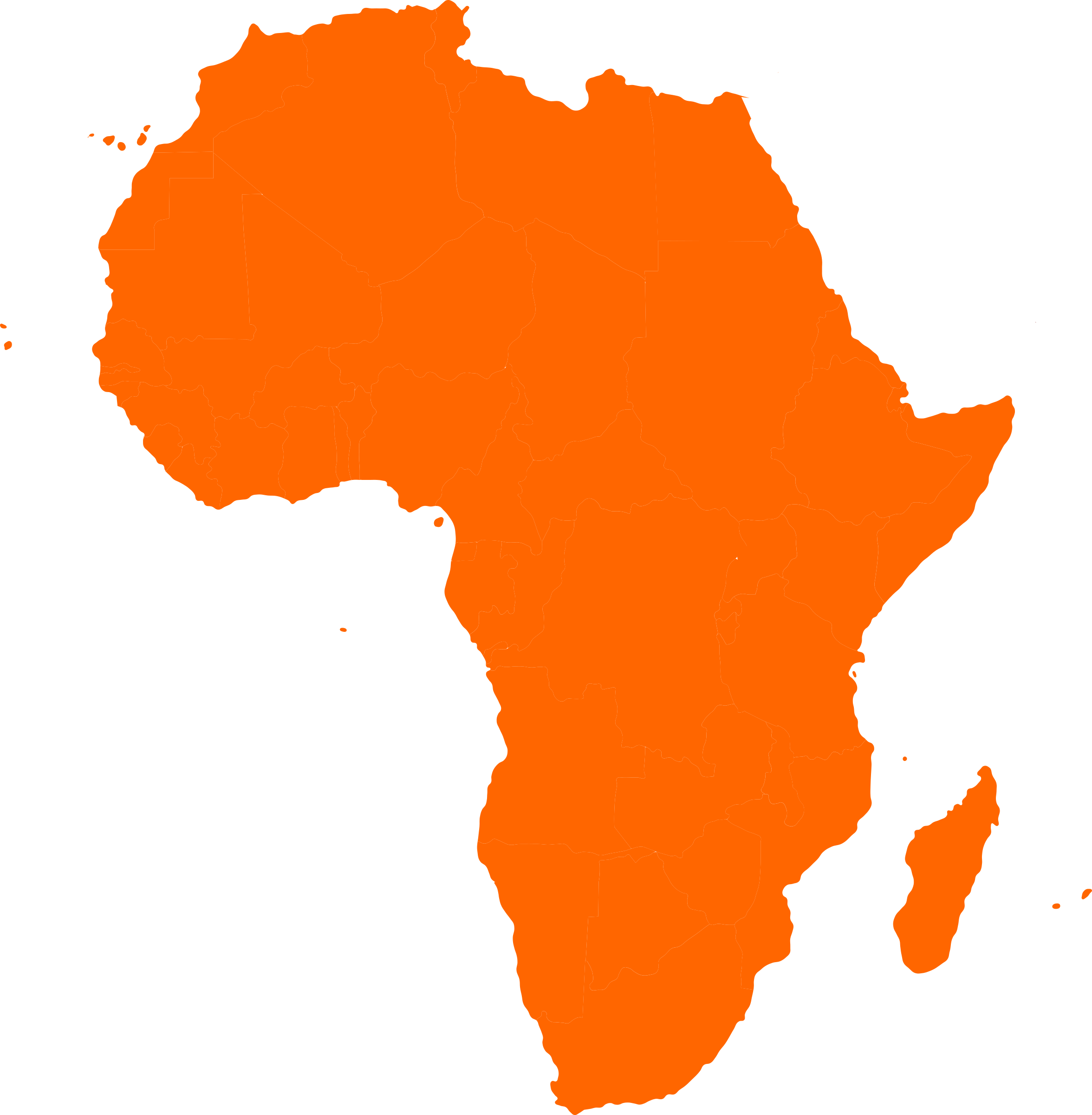 Open Clipart Vectors - Africa Map Orange (706x720), Png Download