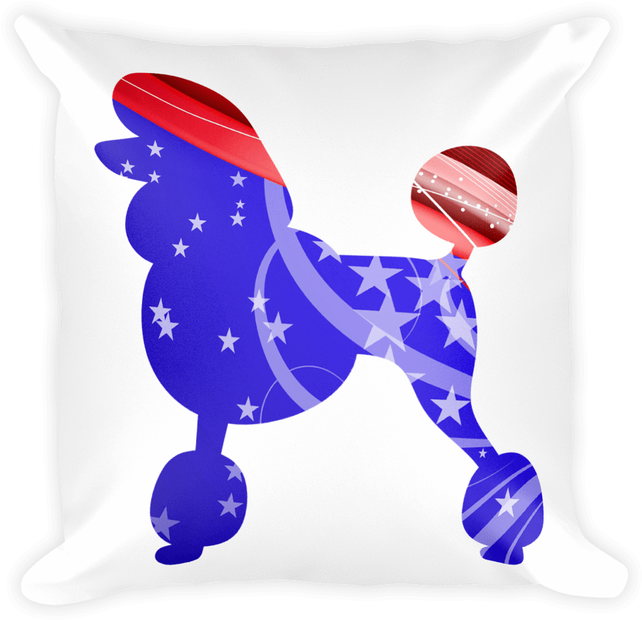 Poodle Patriotic Shape Decorative Pillow - Miniature Poodle (1000x1000), Png Download