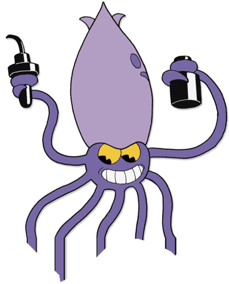 Squid - Cuphead Captain Brineybeard Squid (750x942), Png Download