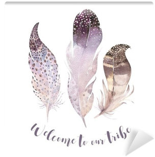 Hand Drawn Watercolor Paintings Vibrant Feather Set - Boho Paintings (400x400), Png Download