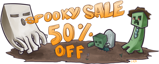 Spooky Sale - Minecraft (655x270), Png Download