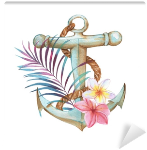 Hand-drawn Watercolor Illustration Of The Tropical - Tropical Objects (400x400), Png Download