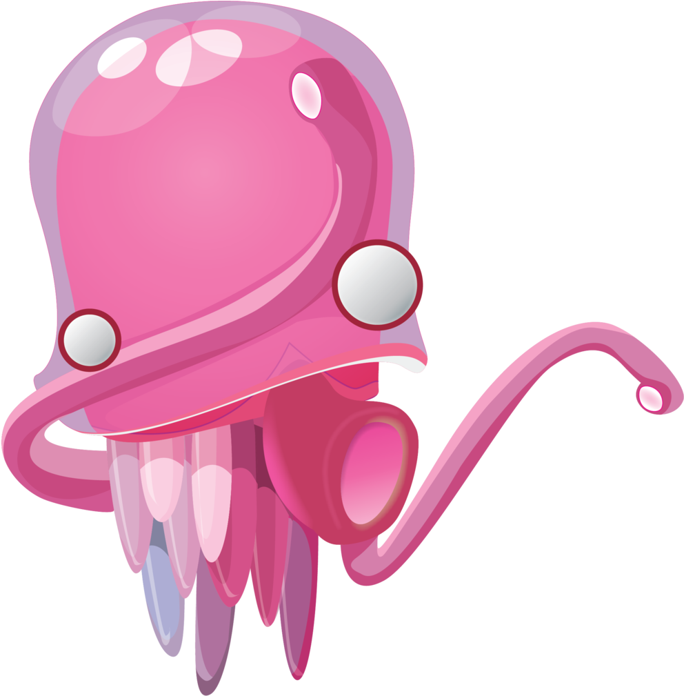Pink-squid - Cartoon (1000x1035), Png Download