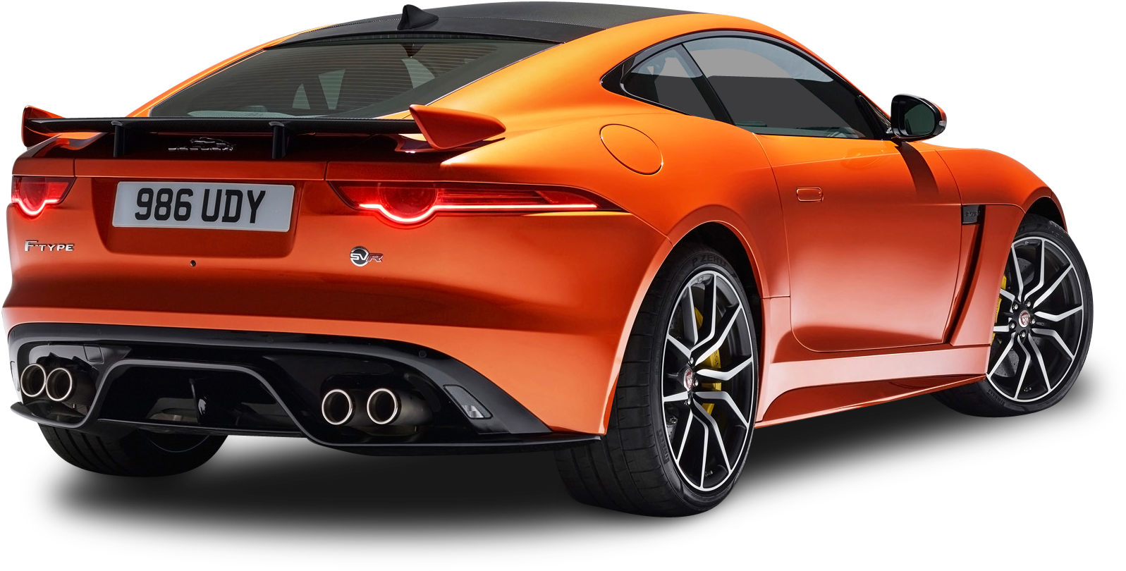 Orange Jaguar F Type Svr Coupe Back View Car Png Image - Jaguar F Type Svr Rear (1702x958), Png Download