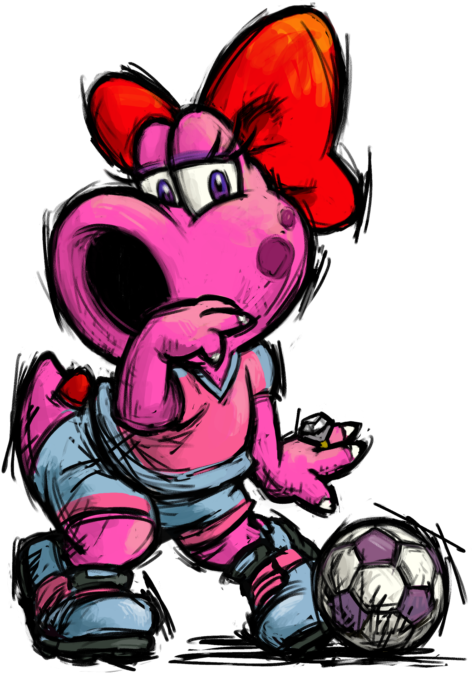 Mario Strikers Charged - Mario Strikers Charged Birdo (1792x2562), Png Download