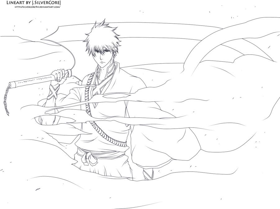 Ichigo Lineart By Silvercore94 - Ichigo Kurosaki (900x686), Png Download