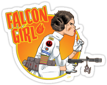Sticker 'falcon Girl' By James Hance - Tank Girl Leia (375x360), Png Download