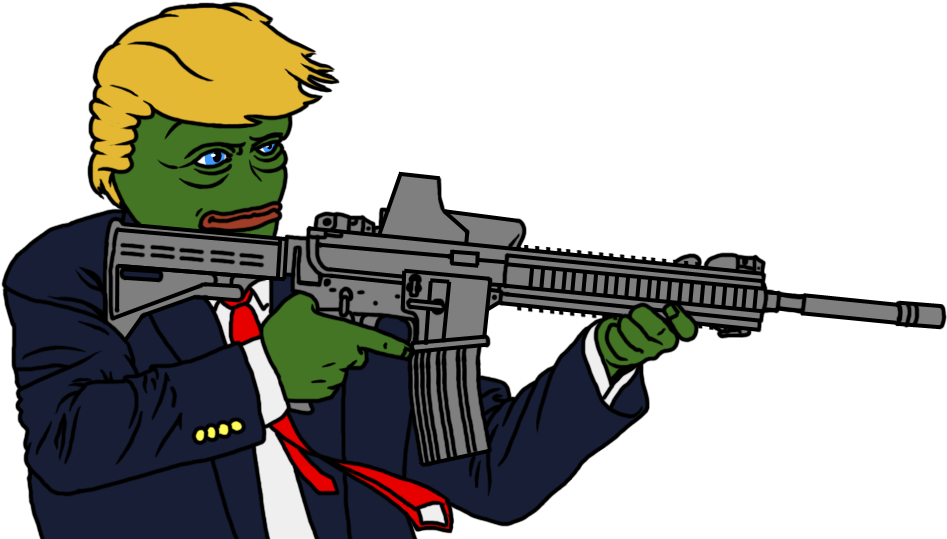 Two Or Three Young White Guys With Assault Rifles And - Donald Trump Pepe Gun (1000x700), Png Download