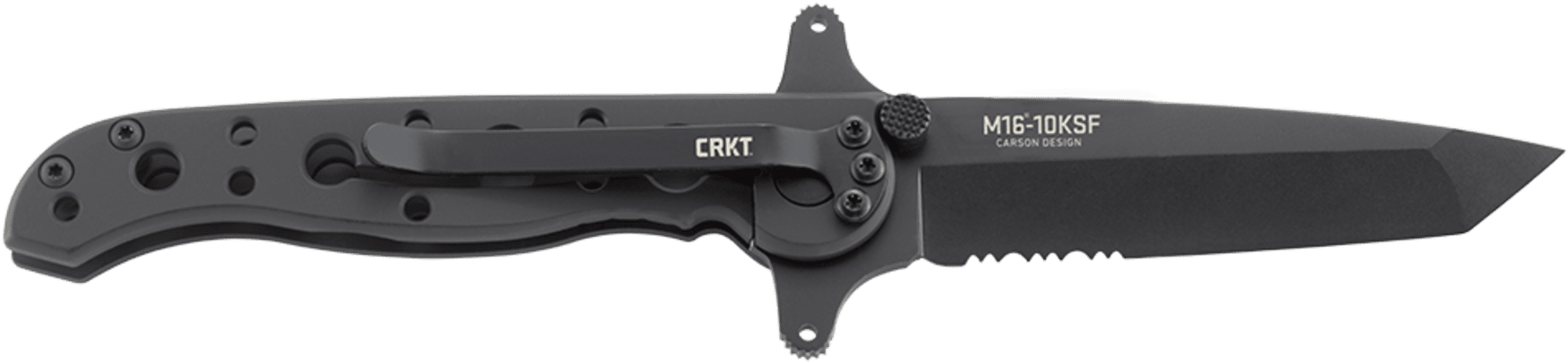 10ksf Tanto Black With Triple Point™ Serrations Stainless - Knife (1840x824), Png Download