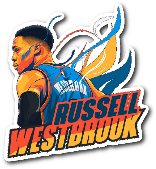 Sticker Russell Westbrook Vinyl Sticker - Graphic Design (900x900), Png Download