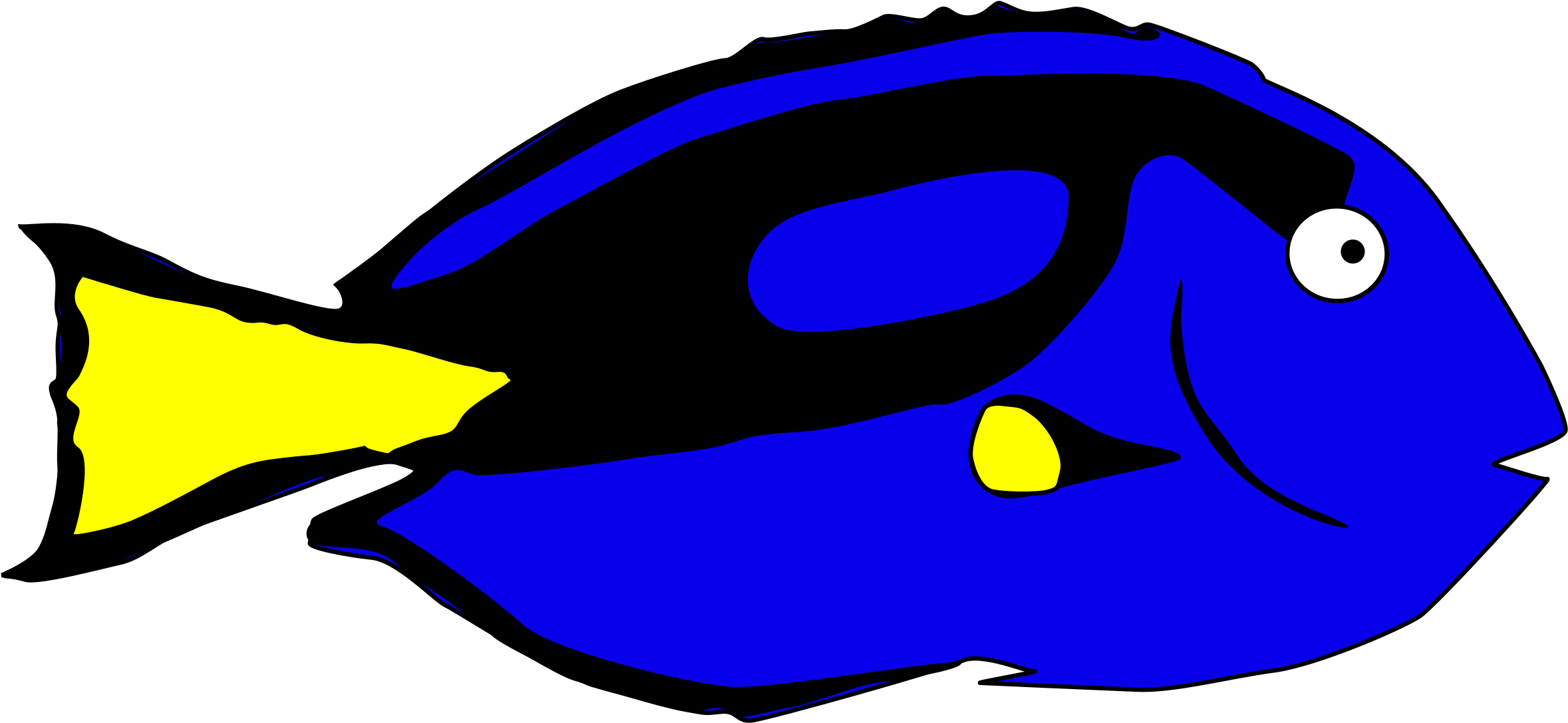 Nemo Clipart At Getdrawings - Blue Tang Fish Clipart (2400x1128), Png Download
