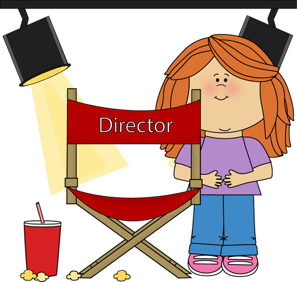 Movie Clipart Line Art - Girl Director Clipart (600x570), Png Download