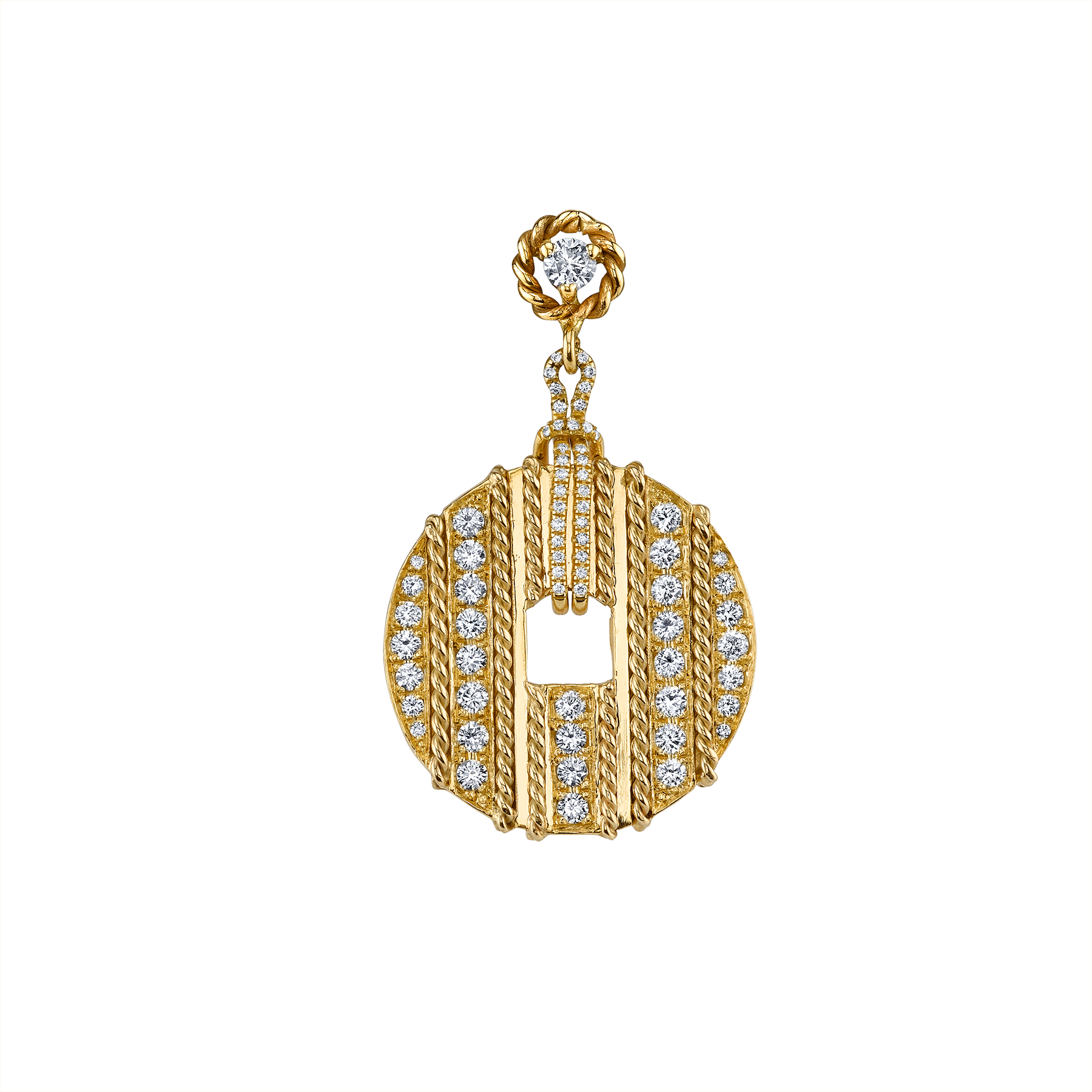 Diamond Spiral Coin Earring - Diamond Spiral Coin Earring 14k Yellow Gold White Diamond (1800x1800), Png Download
