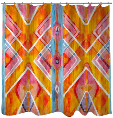 Ikat Geometric Red And Orange Authentic Pattern In - Watercolor Painting (400x400), Png Download