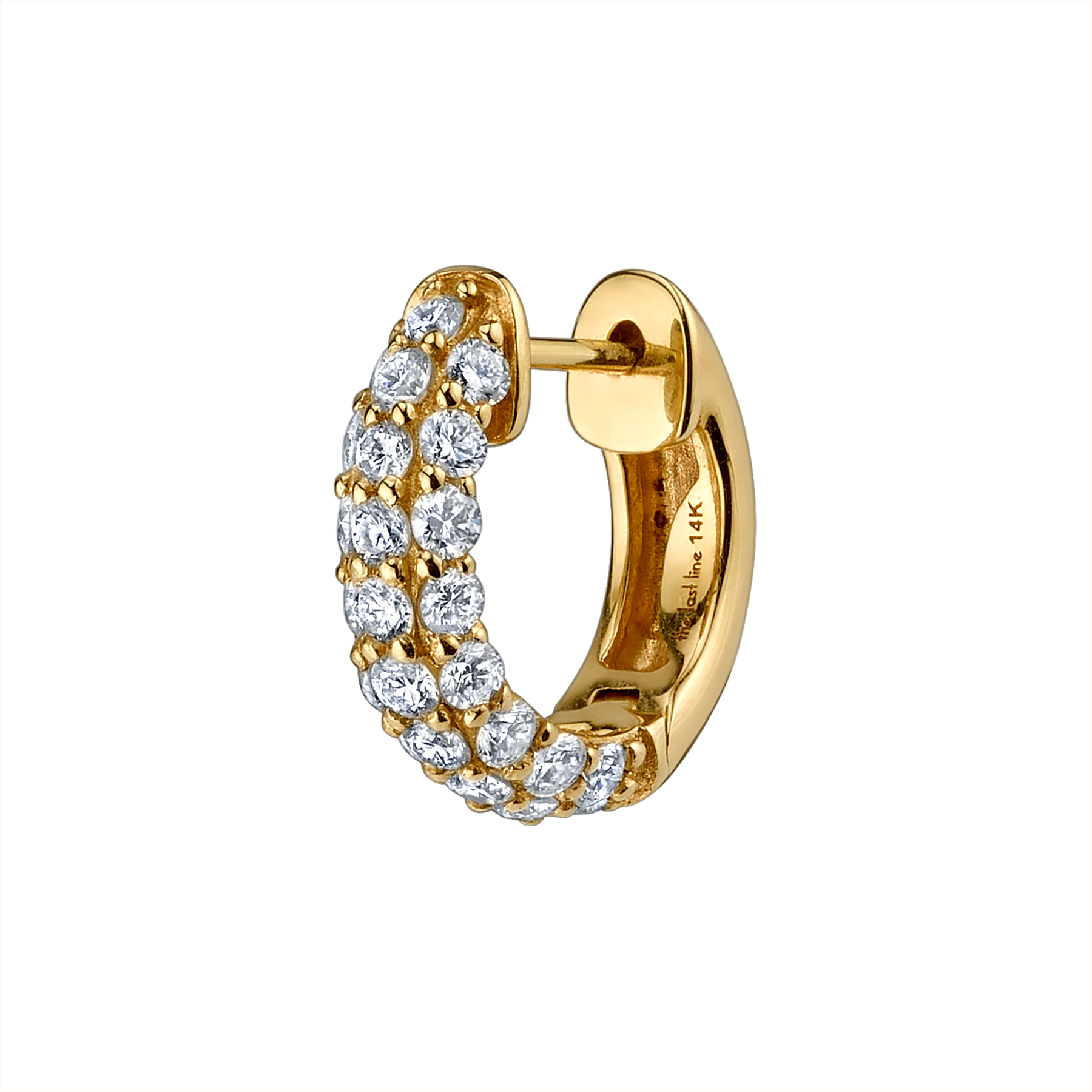 Diamond Pave Wide Hoop Earring - Diamond Pave Wide Hoop Earring 14k Yellow Gold White (1800x1800), Png Download