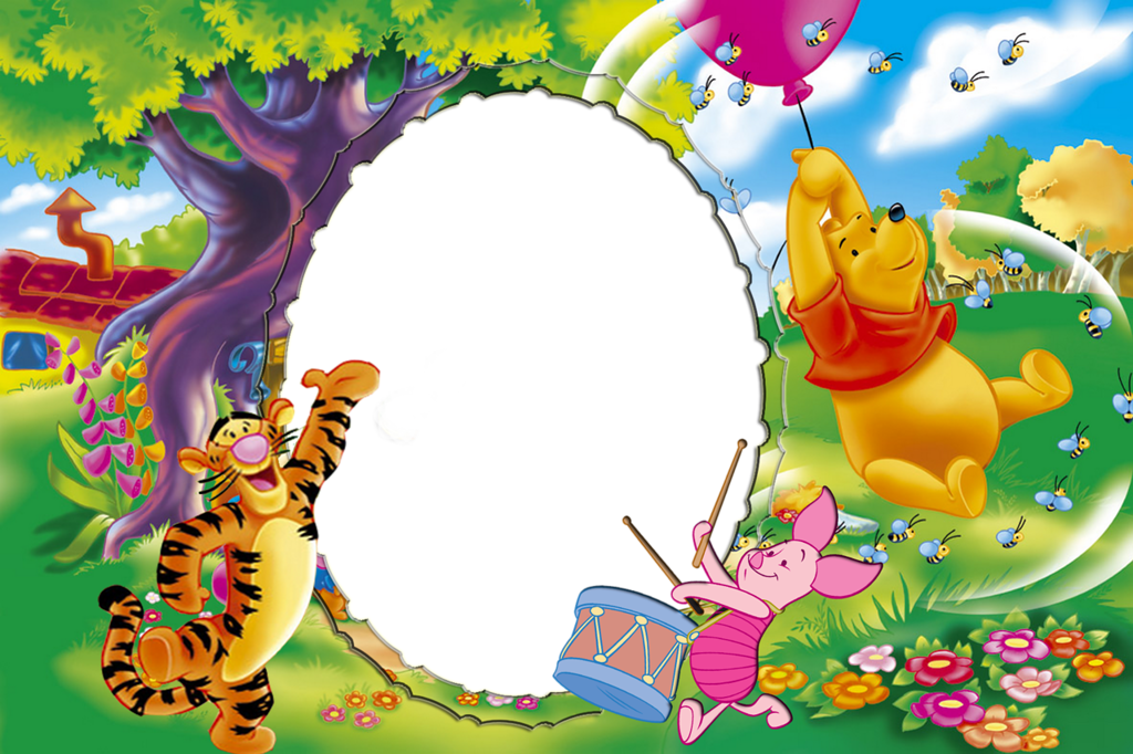 Winnie The Pooh Birthday Frame (1024x682), Png Download