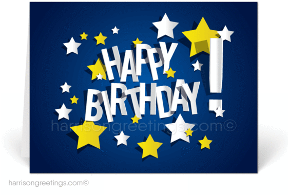 Download Happy Birthday Cards For Business - Happy Birthday Blue And Yellow  PNG Image with No Background 