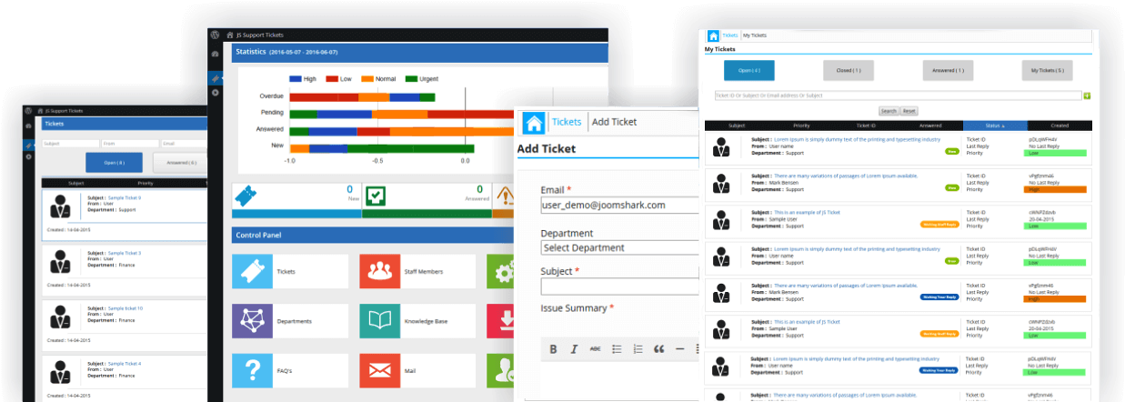 Js Support Ticket Free For Wp - Ticket Panel (1280x468), Png Download