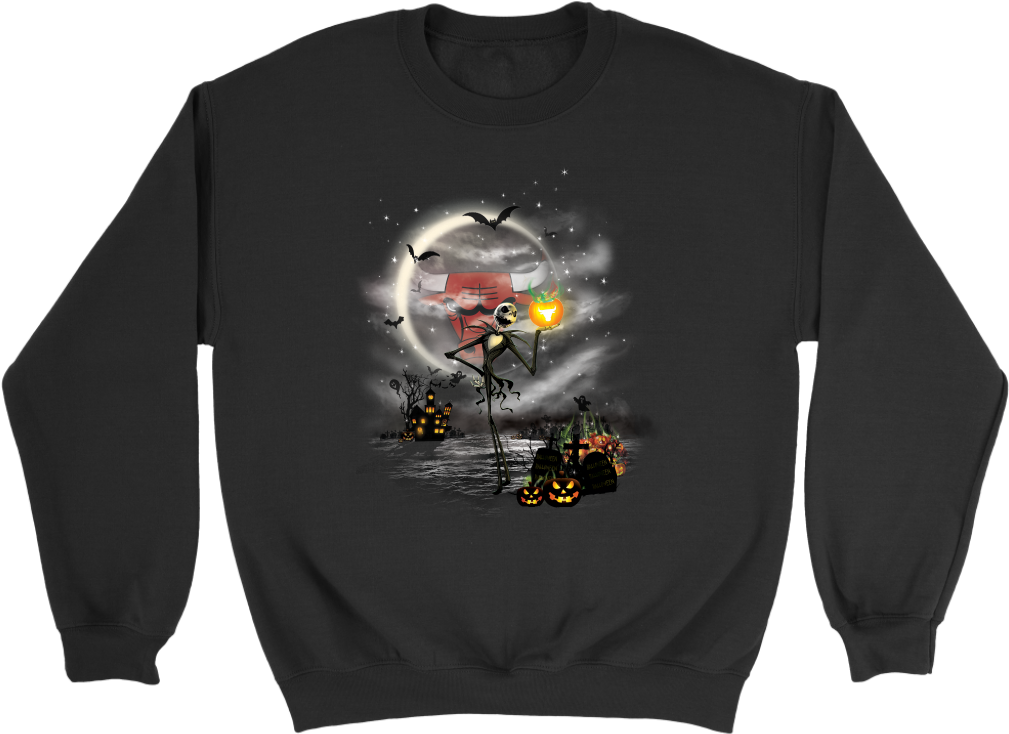 Nba Chicago Bulls Halloween Jack Skellington Basketball - Shirt (1024x1024), Png Download