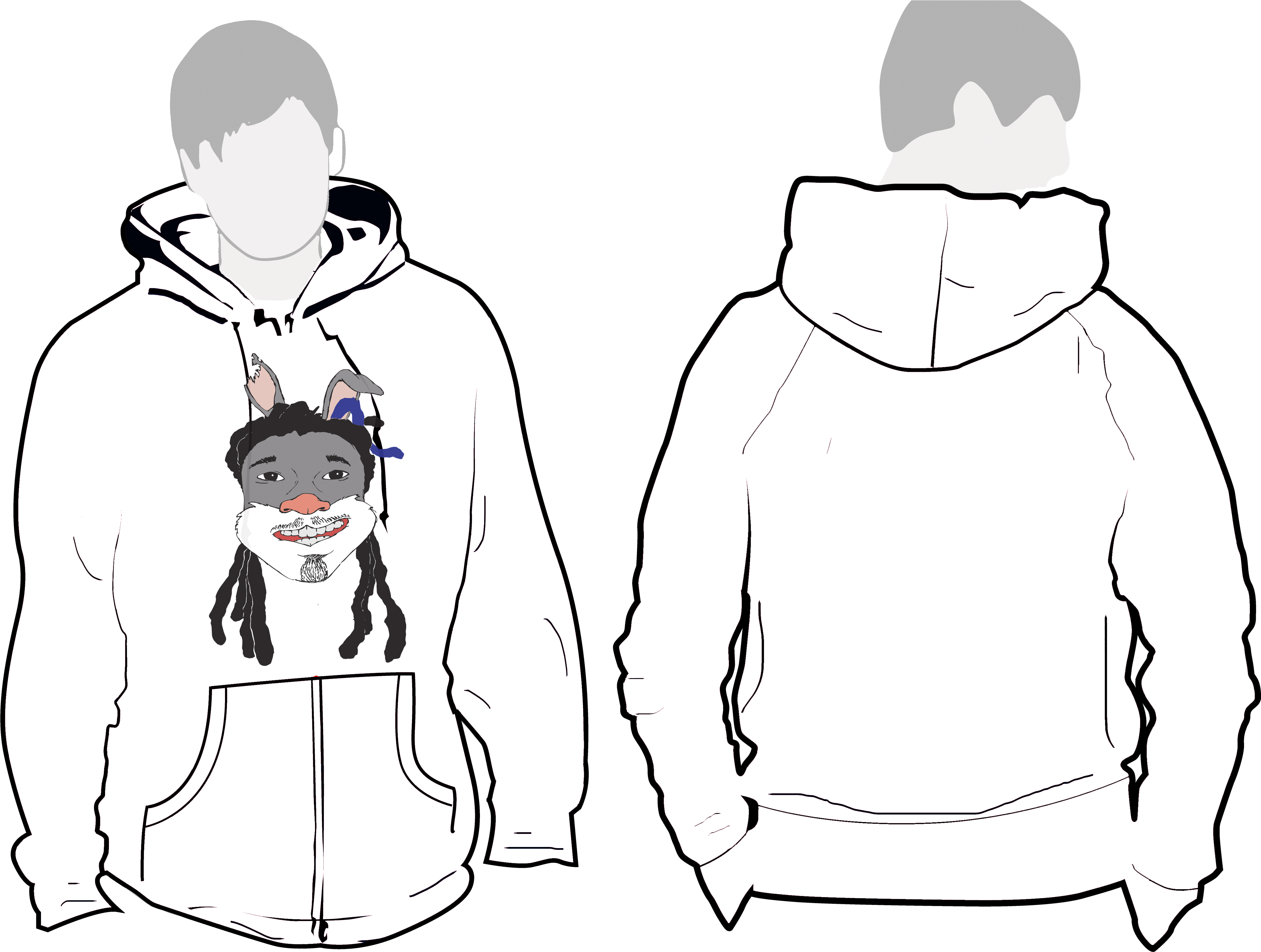 White Hoodie Beware Of The Hare - Hoodie Template (4606x3253), Png Download