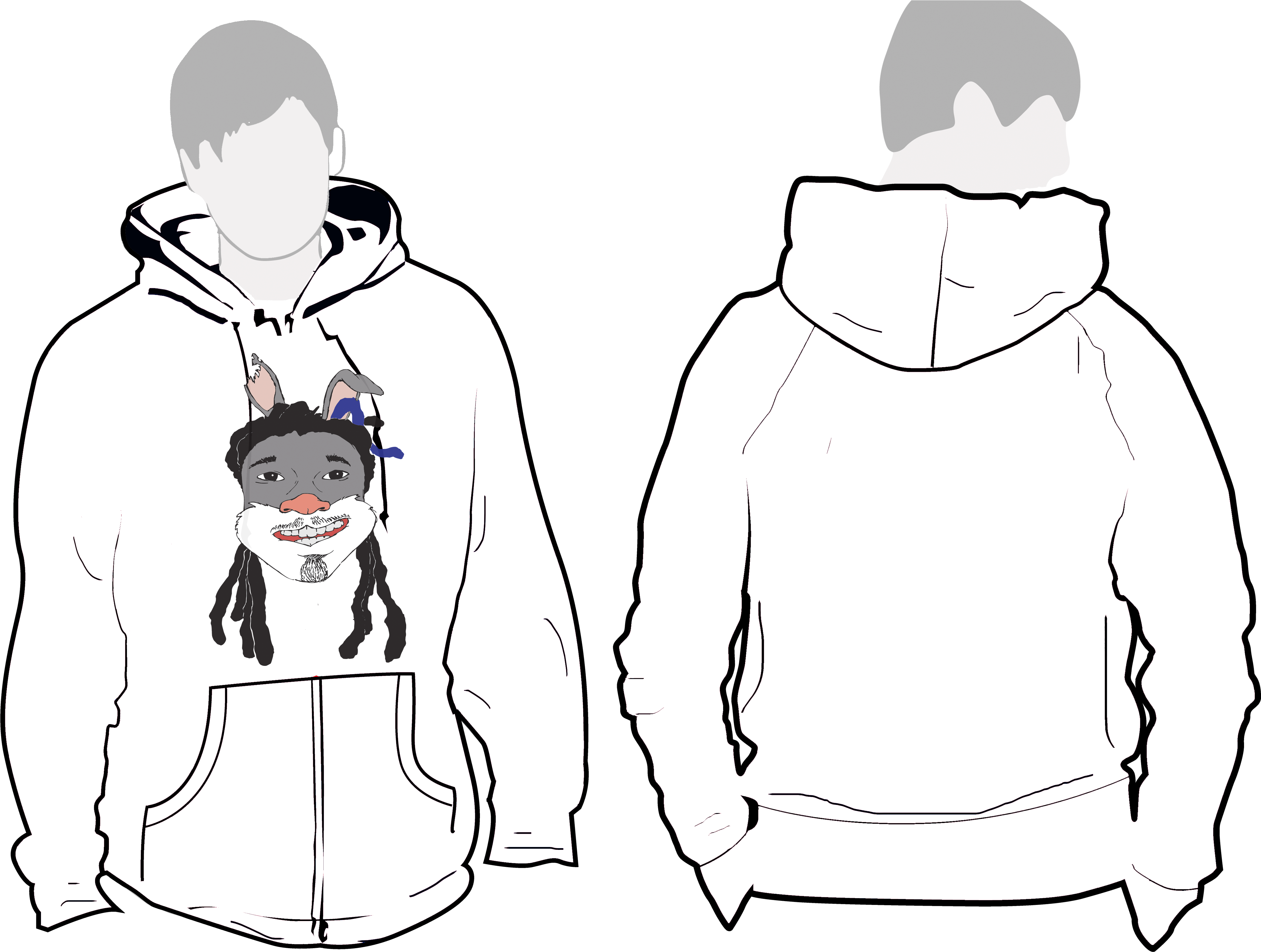 Download White Hoodie Beware Of The Hare Hoodie Template PNG Image