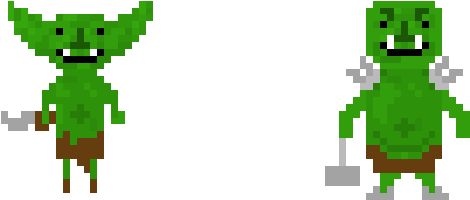 Ork And Goblin - Pixel Art Goblin Png (700x310), Png Download