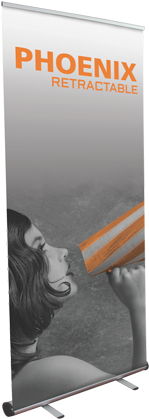 Phoenix - 34in Phoenix Silver Retractable Banner Stand W/ Vinyl (480x480), Png Download