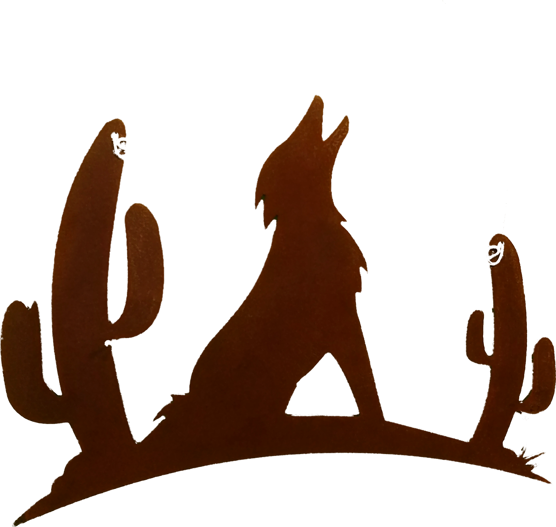 Coyote - Coyote With Cactus Weathervane (side Mount), Brown (2620x4656), Png Download