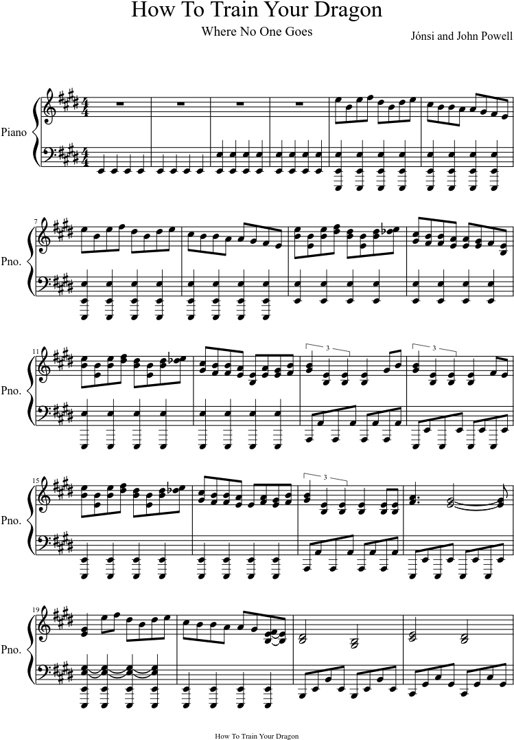 How To Train Your Dragon Sheet Music Composed By Jónsi - Attention Piano Sheet Music (827x1169), Png Download