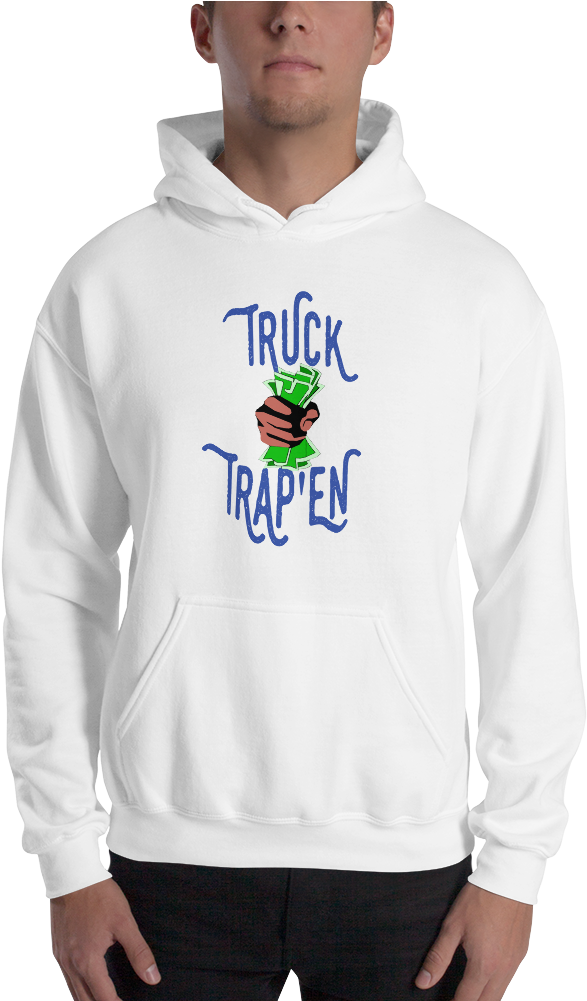 Image Of Truck Trap'en White Hoodie - Hoodie (1000x1000), Png Download