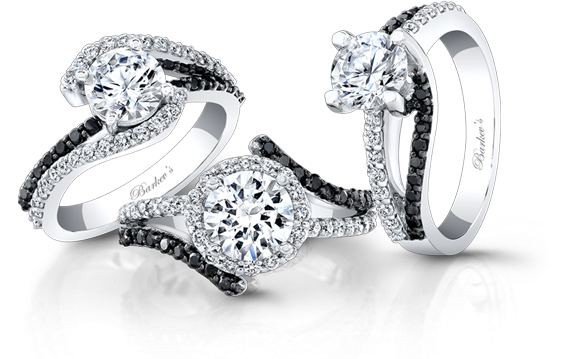 Black Diamond Engagement Rings - Twisted Engagement Ring Black Accent Diamonds (600x400), Png Download