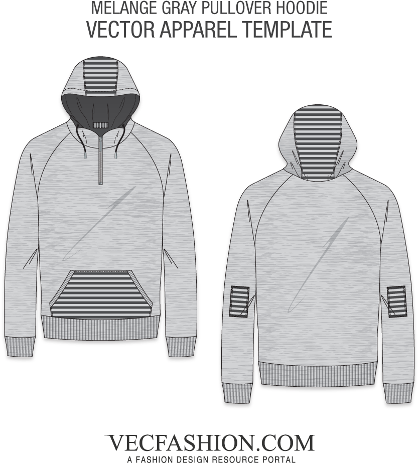 Melange Gray Textured Pullover Vecfashion - Hoodie (1000x1000), Png Download