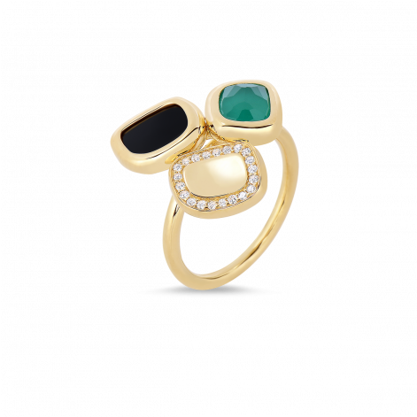 Roberto Coin Ring With Black Jade, Agate And Diamonds - Engagement Ring (470x600), Png Download