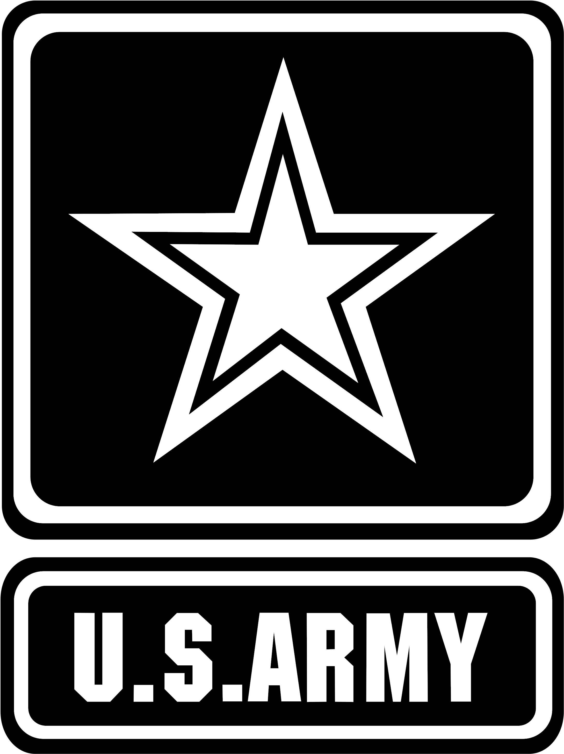 Army Logo Black And White - Us Army Logo Black And White (2400x3132), Png Download