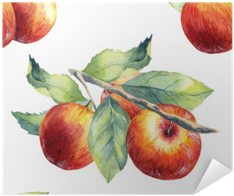 A Seamless Apple Branch Pattern On White Background - Mcintosh (400x400), Png Download
