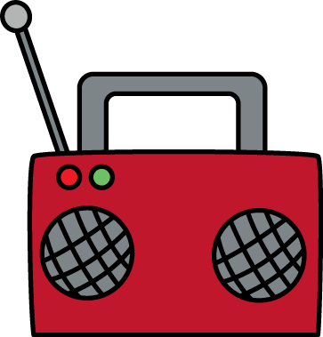 Red Radio Clip Art - Boombox Clipart (363x379), Png Download