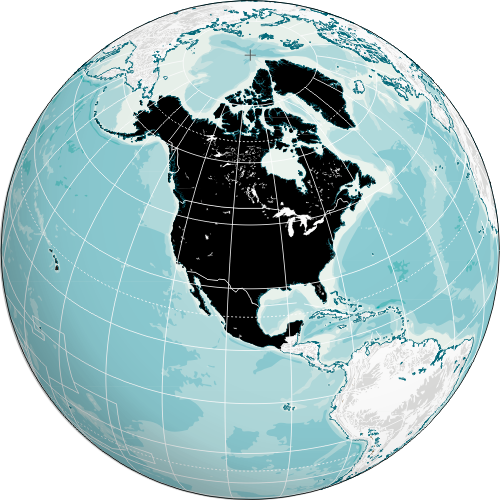 Orthographic Projection Of North America - Tomtom Map Of Usa, Canada & Mexico - Latest Map (500x500), Png Download