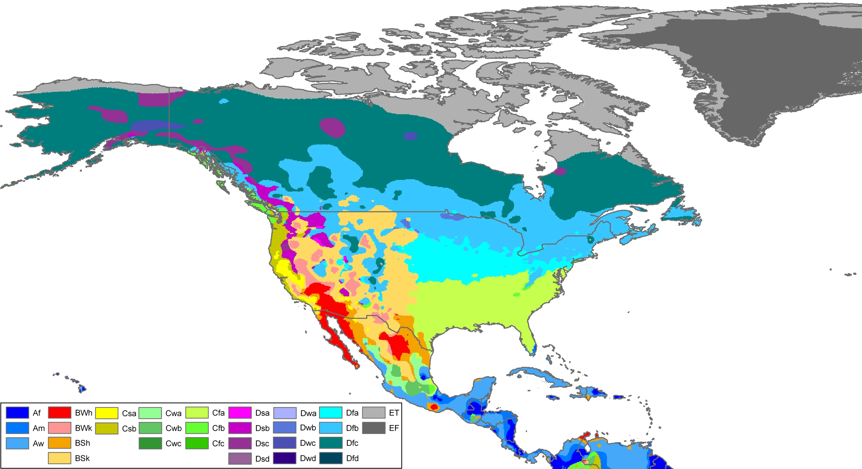File North America Köppen Map Png Wikimedia Commons - North America Koppen Map (1024x571), Png Download