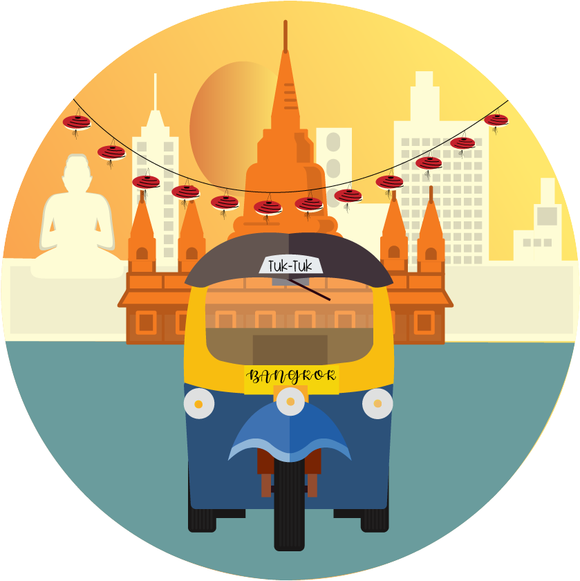 4 Attachments - Tuk Tuk Thailand Cartoon (852x839), Png Download
