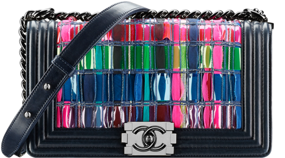 Chanel Multicolored Tweed And Pvc Boy Flap Bag - Chanel (846x1080), Png Download