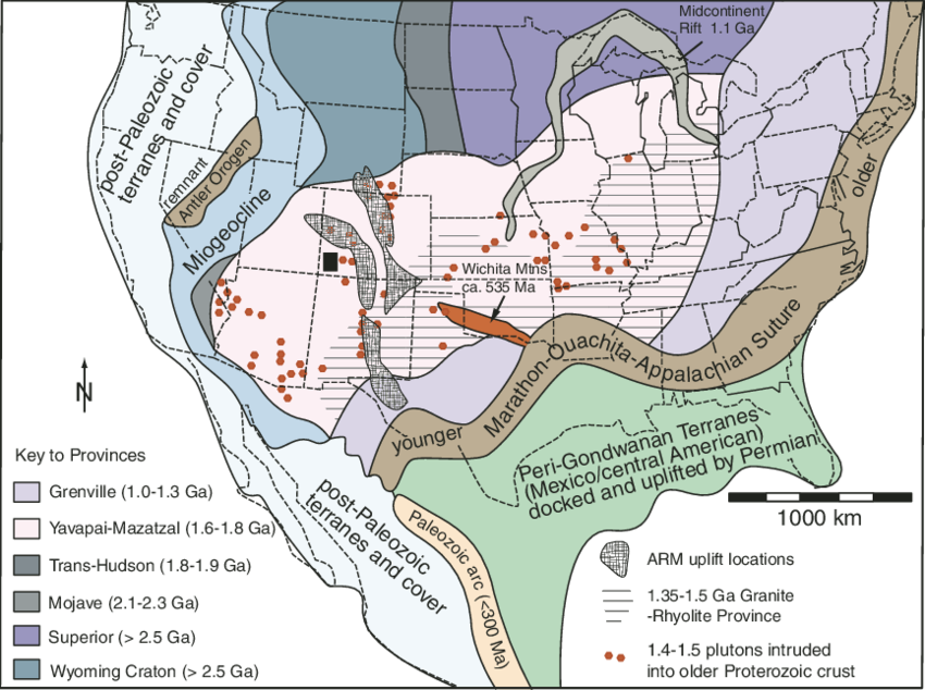 Bedrock Geology Map Of North America Showing The Ages - North America Bedrock Map (850x634), Png Download