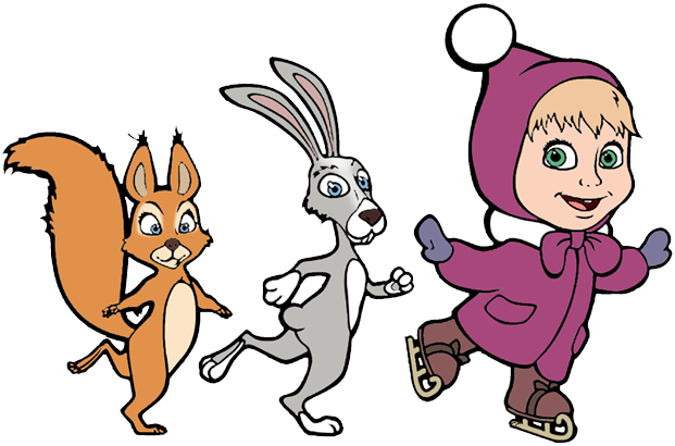 Masha And The Bear Cli - Cartoon (621x410), Png Download