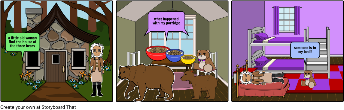 The History Of The Three Bears - Cartoon (1164x385), Png Download