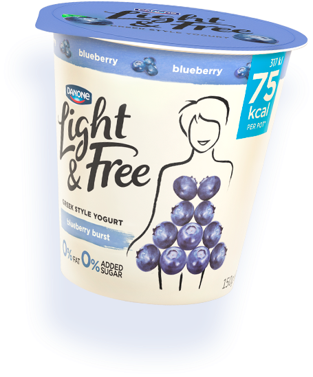 Packshot Product - Danone Light & Free Blueberry Yogurt (750x750), Png Download