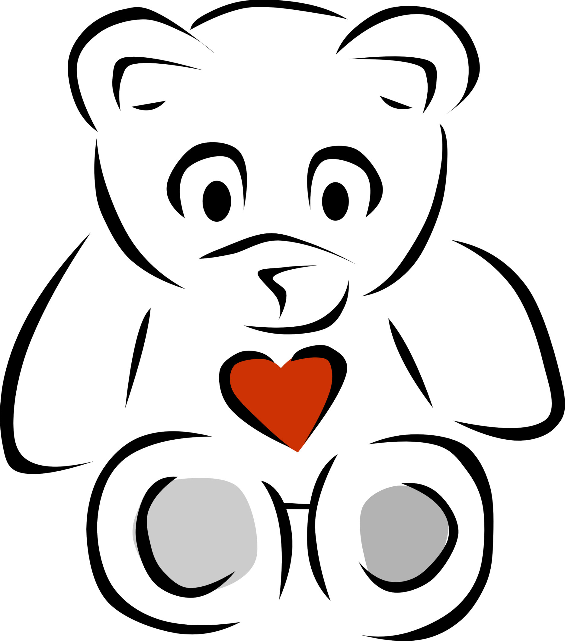 Teddy Bear Black And White Black And White Of Bears - Teddy Bear Clip Art (1871x2123), Png Download
