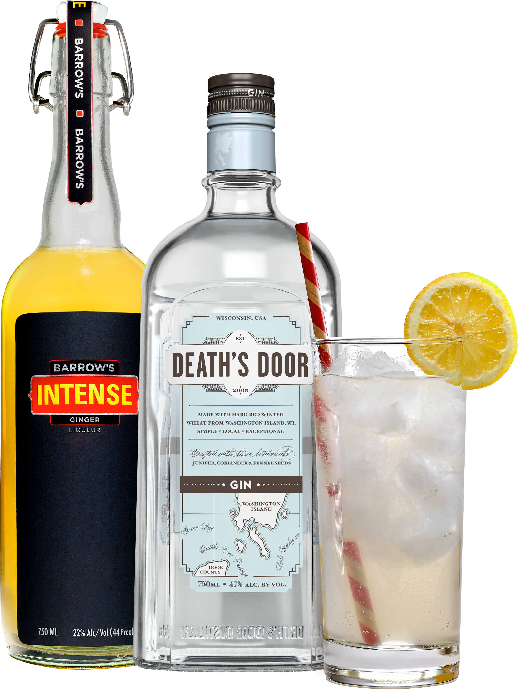 Intense Gin Lemonade - Death's Door Gin (2438x3276), Png Download