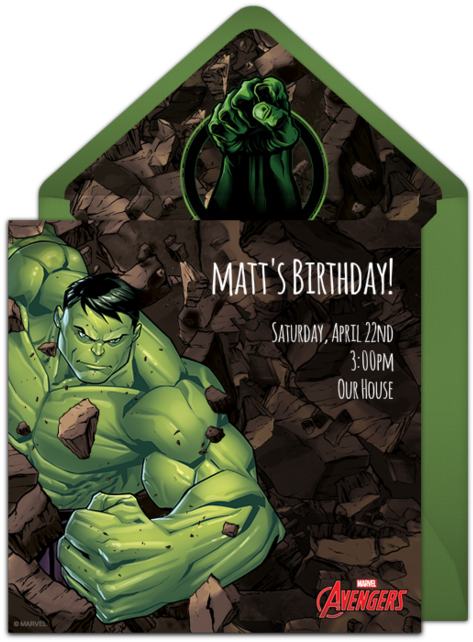 Avengers Hulk Online Invitation - Hulk Invitations (650x650), Png Download
