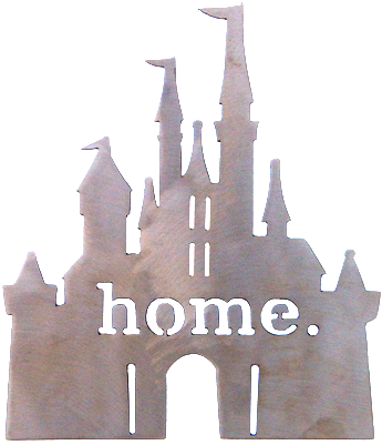 Disney Princess Castle Home Silver Wall Emblem - Mickey And Minnie Silhouette Png (400x400), Png Download